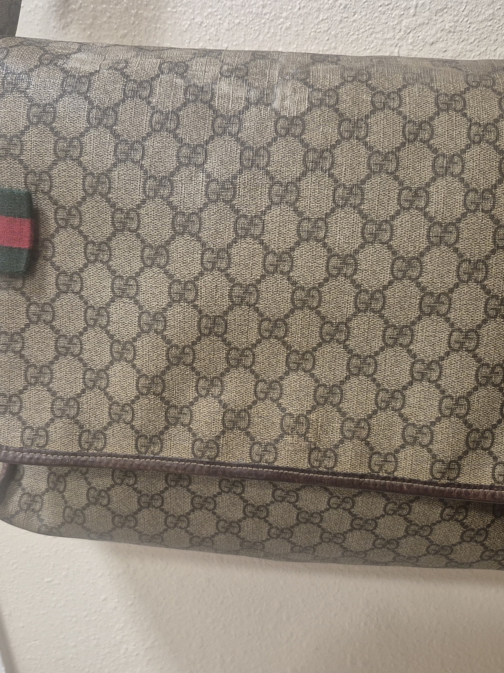 Gucci Brown GG Canvas Messenger with Green-Red Web And Cherryline